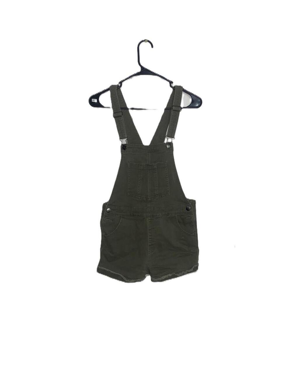 Denim Blvd Olive Overall Shorts Medium Casual Utility Streetwear Y2K Style